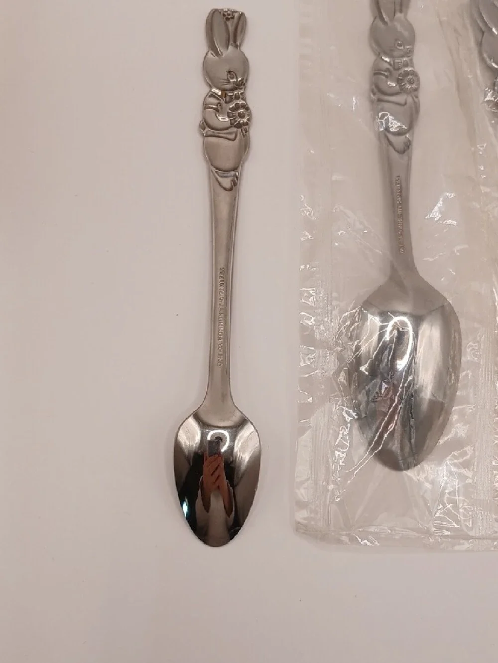 Oneida Peter Rabbit Child's Vtg Stainless Flatware Set of 4 (3 new, 1 used)